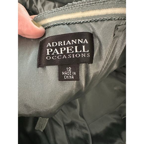 ADRIANNA PAPELL Shutter Pleat Dress Bolero Jacket Silk Sea Glass Green Sz 12 NWT - Picture 4 of 10